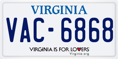 VA license plate VAC6868