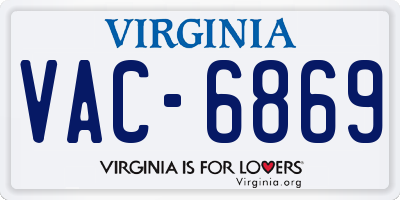 VA license plate VAC6869