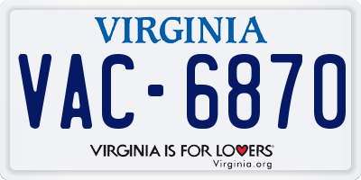 VA license plate VAC6870