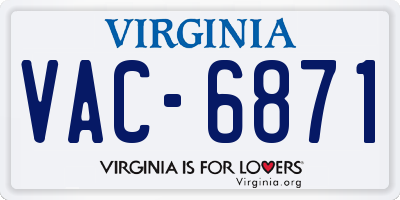 VA license plate VAC6871