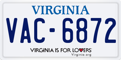 VA license plate VAC6872