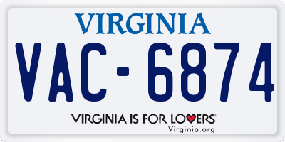 VA license plate VAC6874