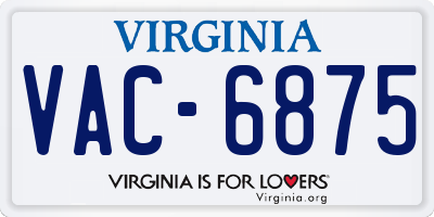 VA license plate VAC6875