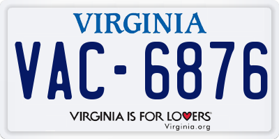 VA license plate VAC6876