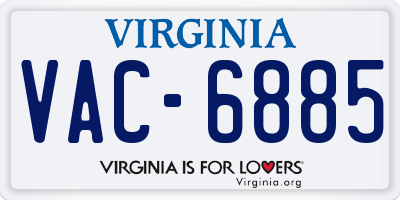 VA license plate VAC6885