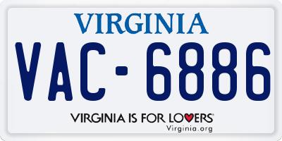 VA license plate VAC6886