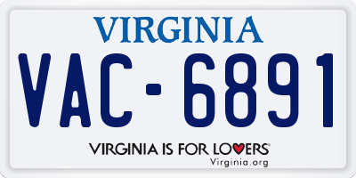 VA license plate VAC6891