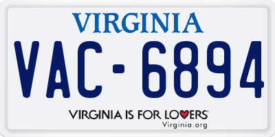 VA license plate VAC6894