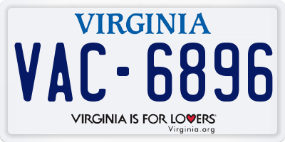 VA license plate VAC6896