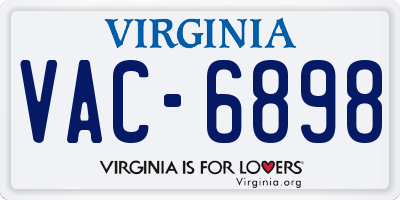 VA license plate VAC6898