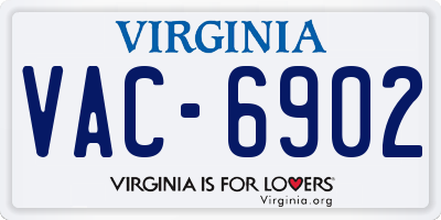 VA license plate VAC6902