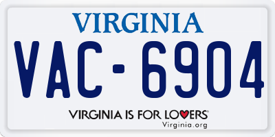 VA license plate VAC6904