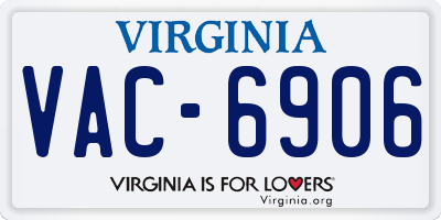 VA license plate VAC6906