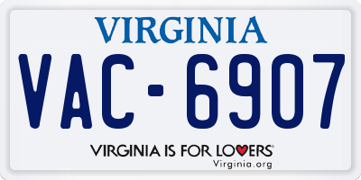 VA license plate VAC6907