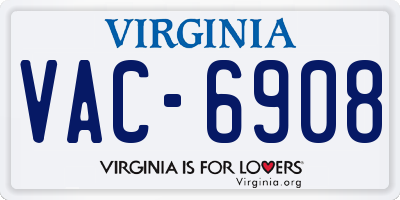 VA license plate VAC6908