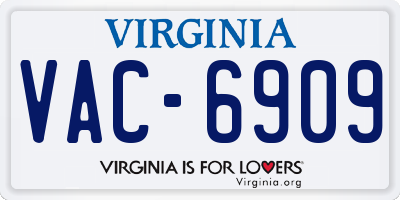 VA license plate VAC6909