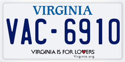 VA license plate VAC6910