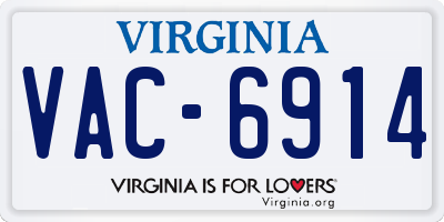 VA license plate VAC6914