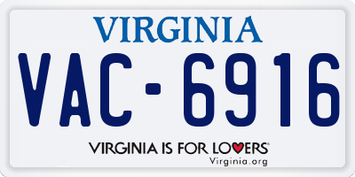 VA license plate VAC6916