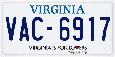 VA license plate VAC6917