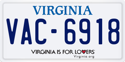 VA license plate VAC6918