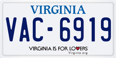 VA license plate VAC6919