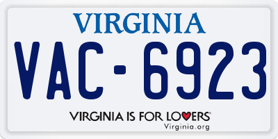 VA license plate VAC6923