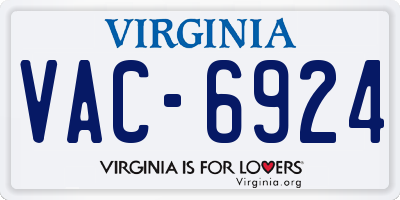 VA license plate VAC6924