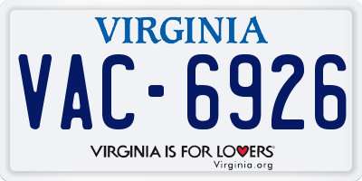 VA license plate VAC6926