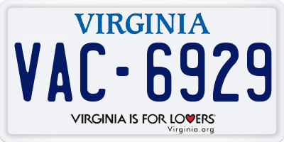 VA license plate VAC6929