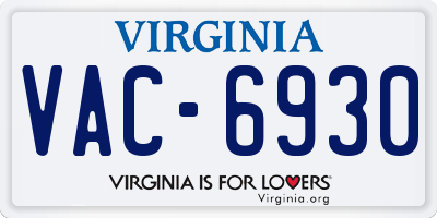 VA license plate VAC6930