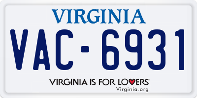 VA license plate VAC6931