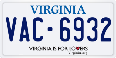 VA license plate VAC6932