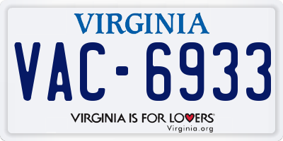 VA license plate VAC6933