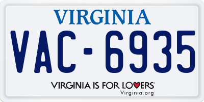 VA license plate VAC6935