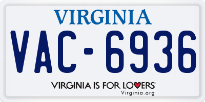 VA license plate VAC6936