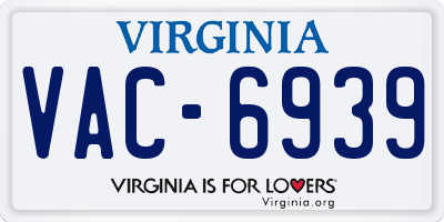 VA license plate VAC6939