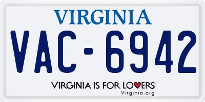 VA license plate VAC6942