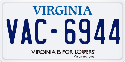 VA license plate VAC6944