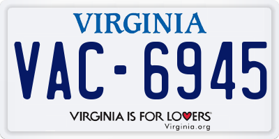 VA license plate VAC6945