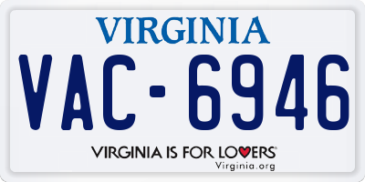 VA license plate VAC6946