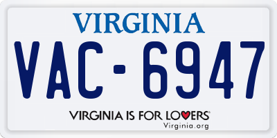 VA license plate VAC6947