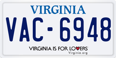 VA license plate VAC6948