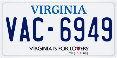 VA license plate VAC6949