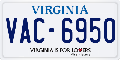 VA license plate VAC6950