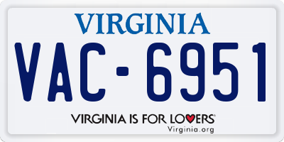 VA license plate VAC6951