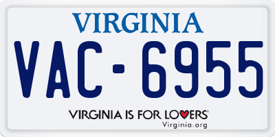 VA license plate VAC6955