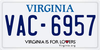 VA license plate VAC6957