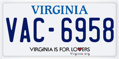 VA license plate VAC6958