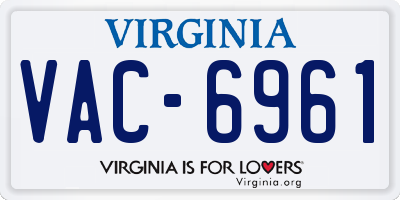 VA license plate VAC6961